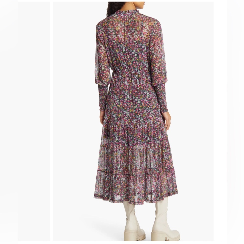 NWT STEVE MADDEN Floral Tiered Long Sleeve Midi Dress Size Small - Picture 2 of 14